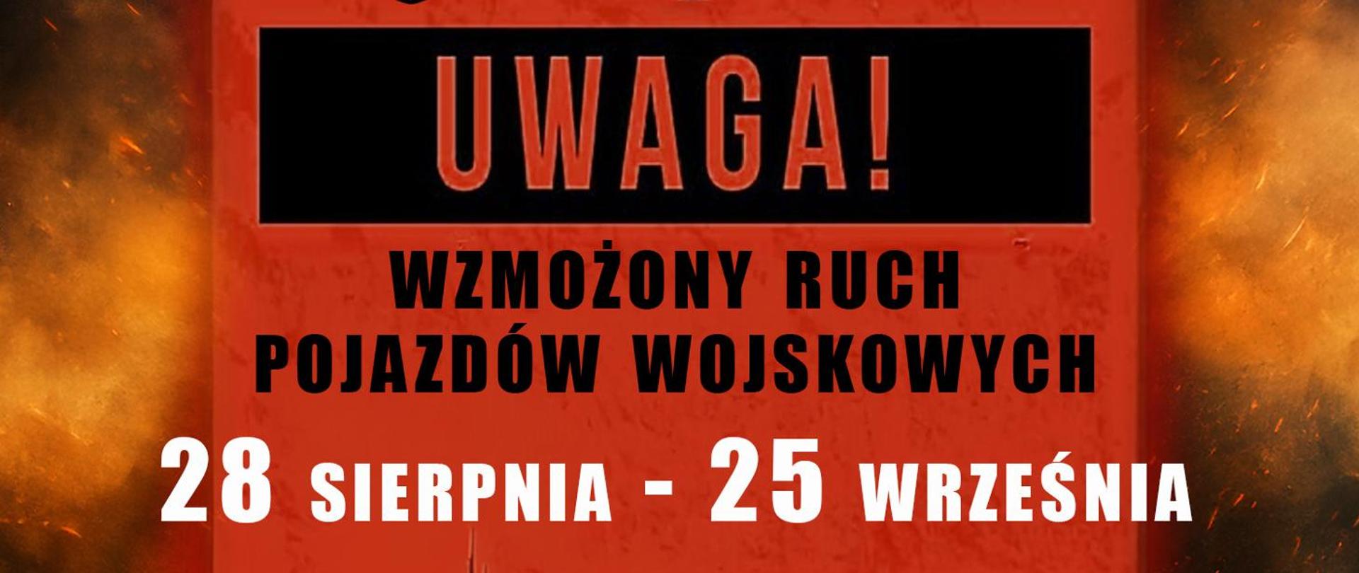 Baner z terminem ćwiczeń wojskowych 