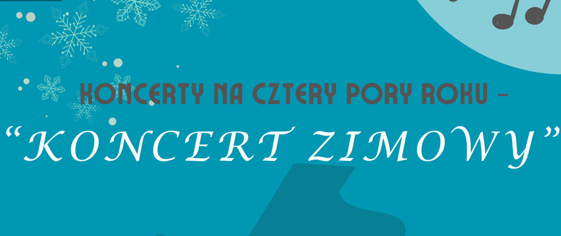 Na niebieskim tle znajdują się zimowe grafiki oraz informacje o wydarzeniu.