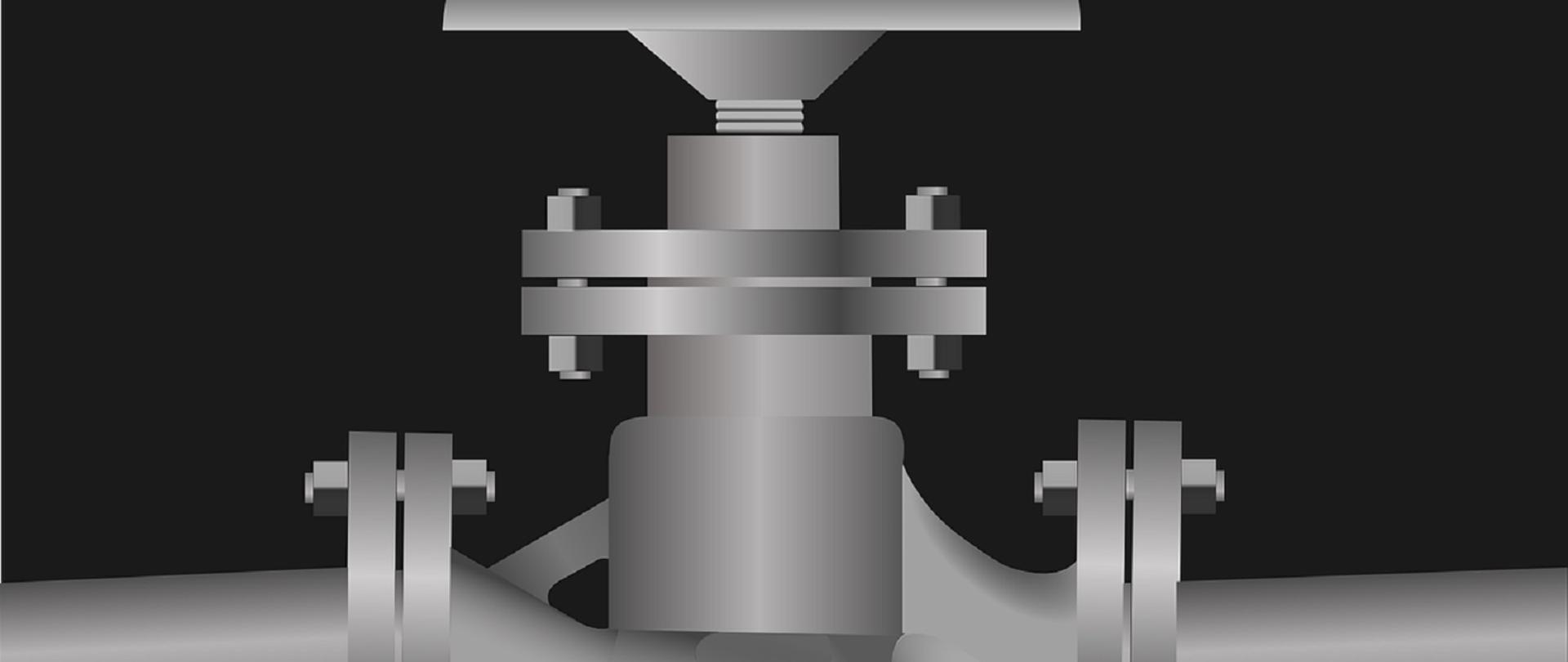 instalacja wodociągowa przedstawiająca rury i zawór odcinający przepływ wody