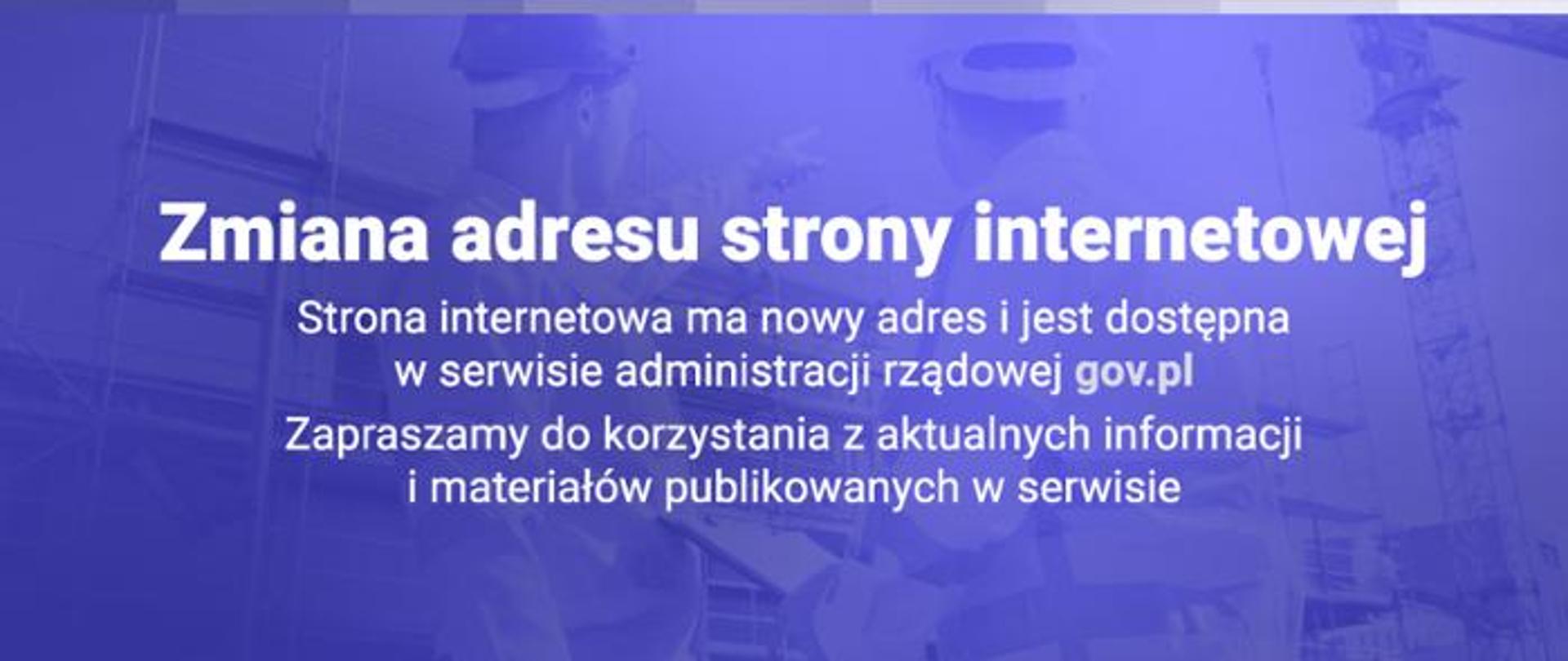 Biały napis zmiana adresu strony internetowej
