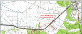 Mapa z zaznaczonym fragmentem drogi przeznaczonym do przebudowy.