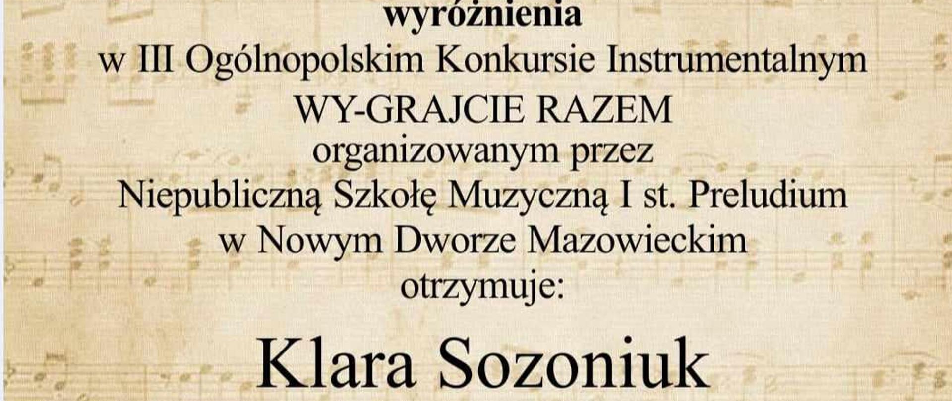Klara Sozoniuk - dyplom