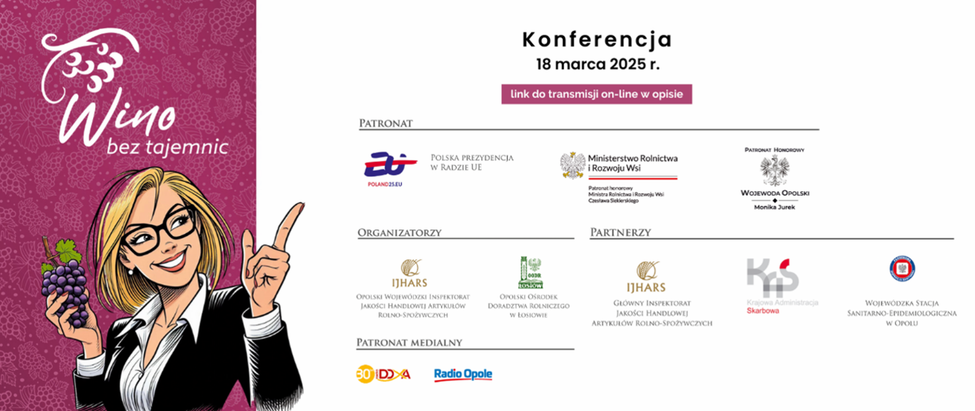 Baner konferencja Wino bez tajemnic