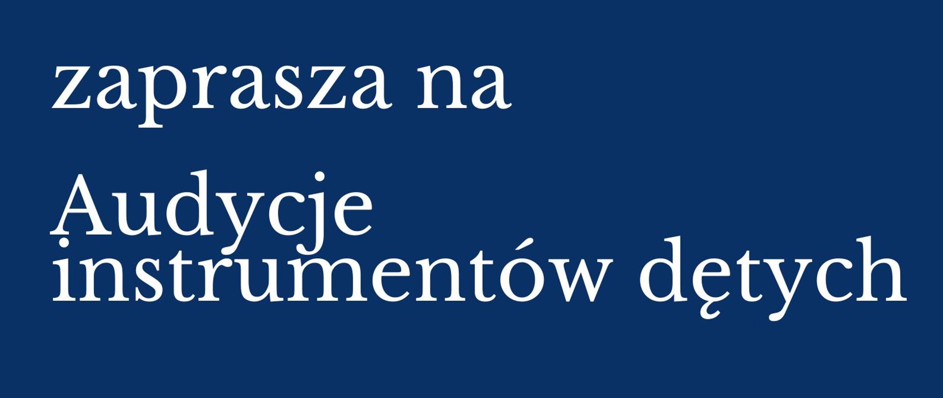 Plakat z napisem Państwowa Szkoła Muzyczna pierwszego stopnia imienia Tadeusza Bairda w Iławie zaprasza na audycje klas instrumentów dętych jedenastego marca dwa tysiące dwudziestego czwartego roku o godzinie siedemnastej w sali kameralnej PSM pierwszego stopnia w Iławie ulica Kościuszki osiemnaście w kolorze białym na granatowym tle z grafiką saksofonu i pięciolinii z nutami w kolorze białym 