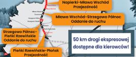 Infografika - kolejne kilometry S7 na Mazowszu udostępnione kierowcom 