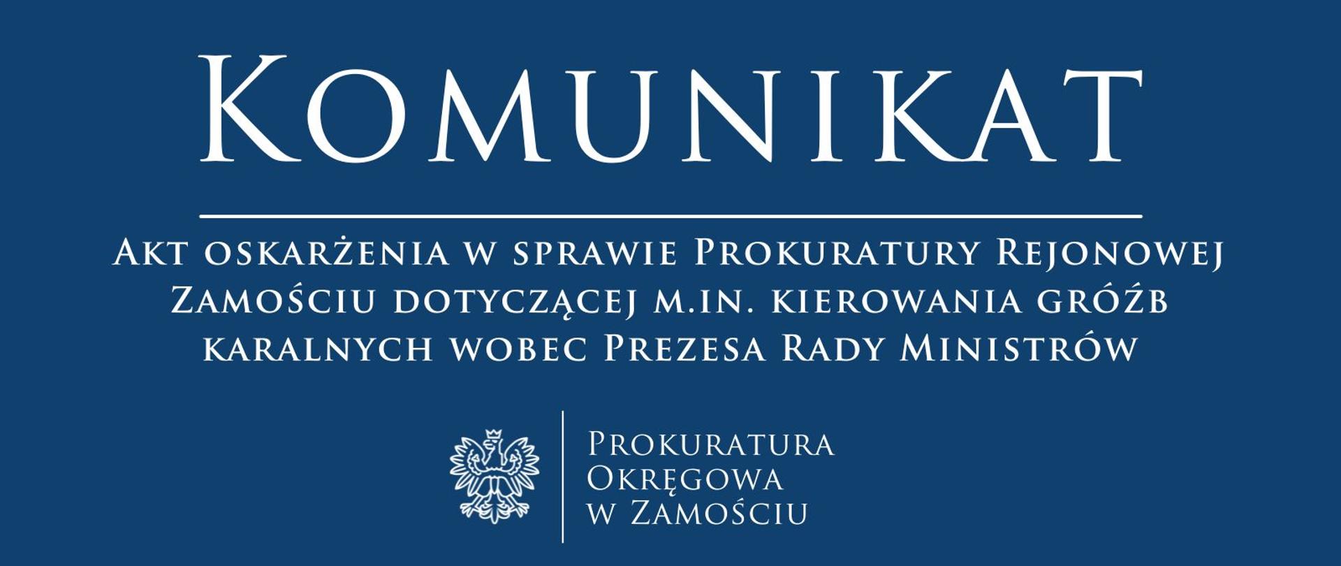 Komunikat groźby premier