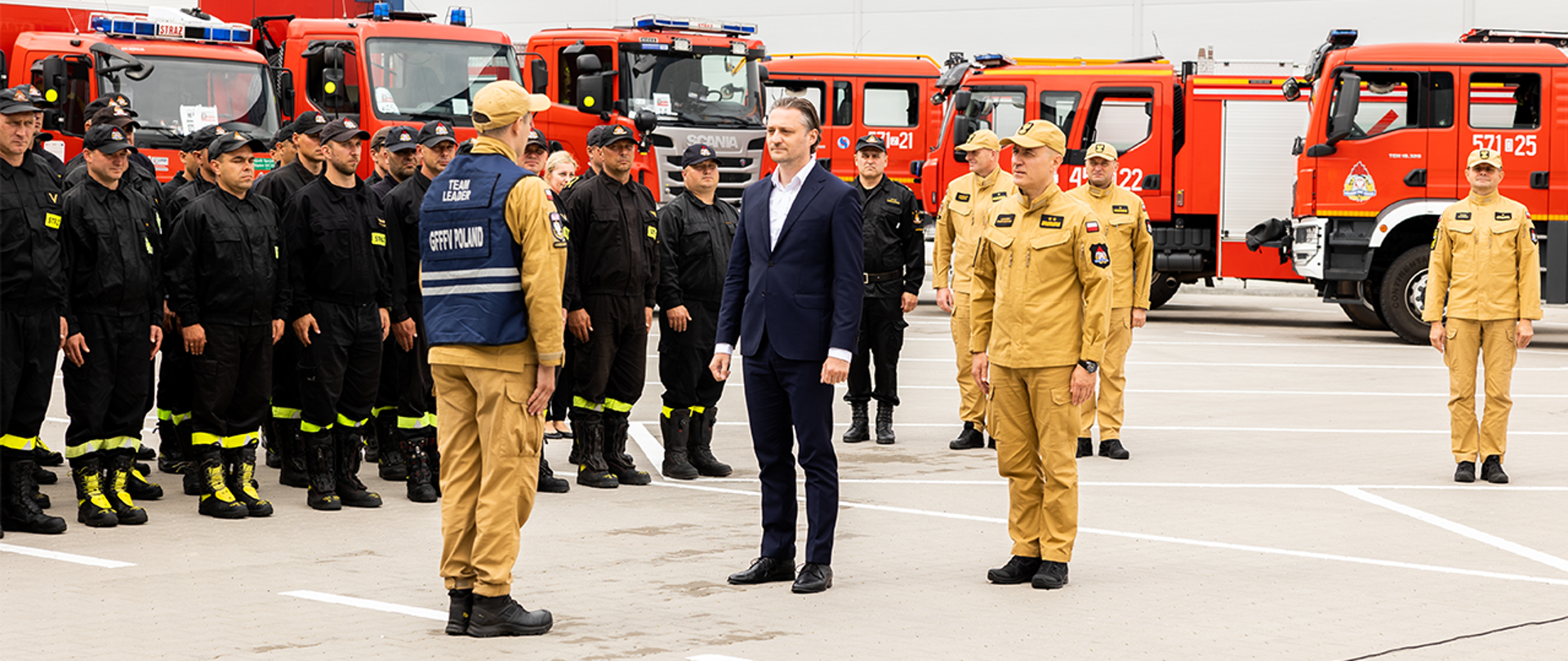 Powitanie polskich strażaków w Zgorzelcu.
