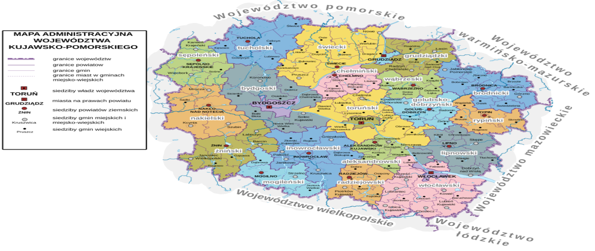 kolorowa mapa województwa