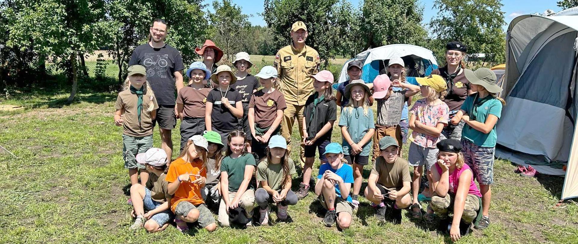 Wizytacja obozu harcerskiego w ramach akcji „Bezpieczne Wakacje” w miejscowości Kowiesy, gm. Bielany 04.07.2024r.
