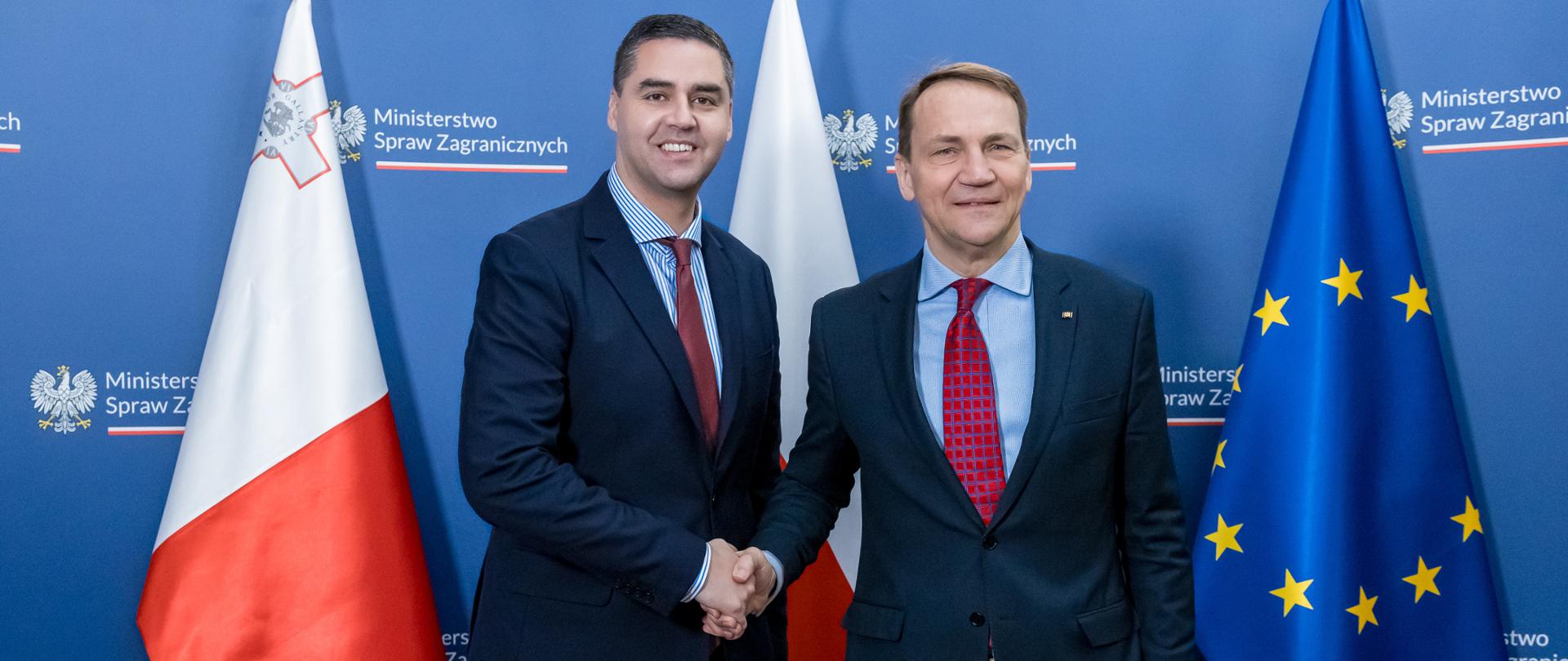 Minister Radosław Sikorski powitał ministra SZ Malty, Pana Iana Borga w Warszawie 