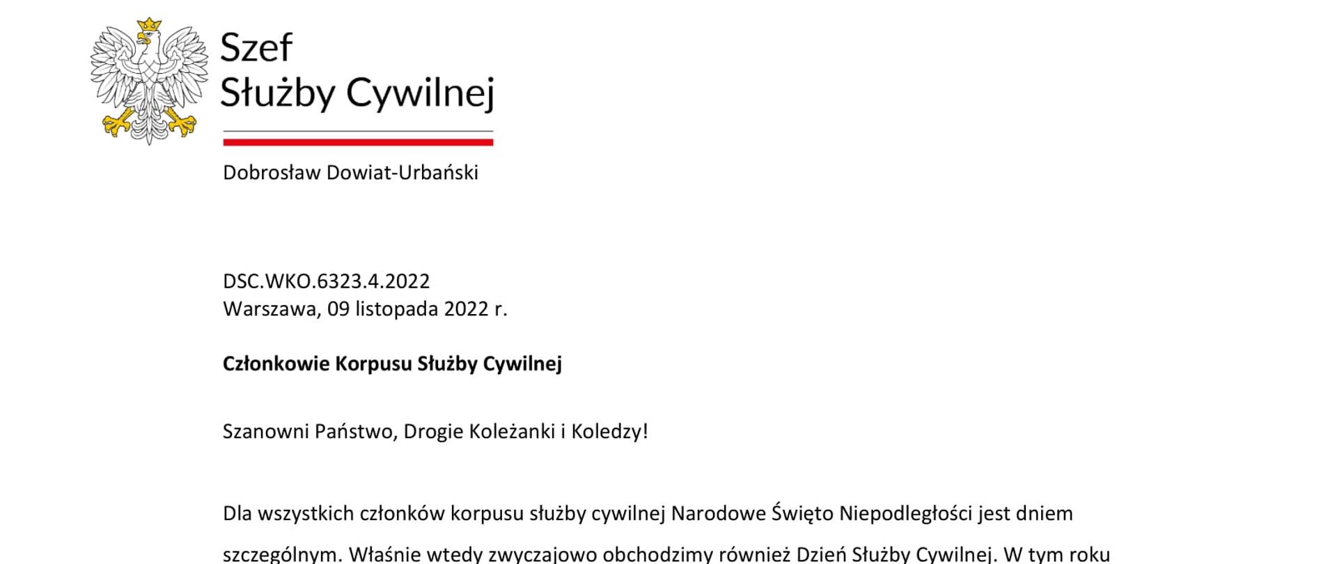 List Szefa Służby Cywilnej do członków korpusu służby cywilnej-1