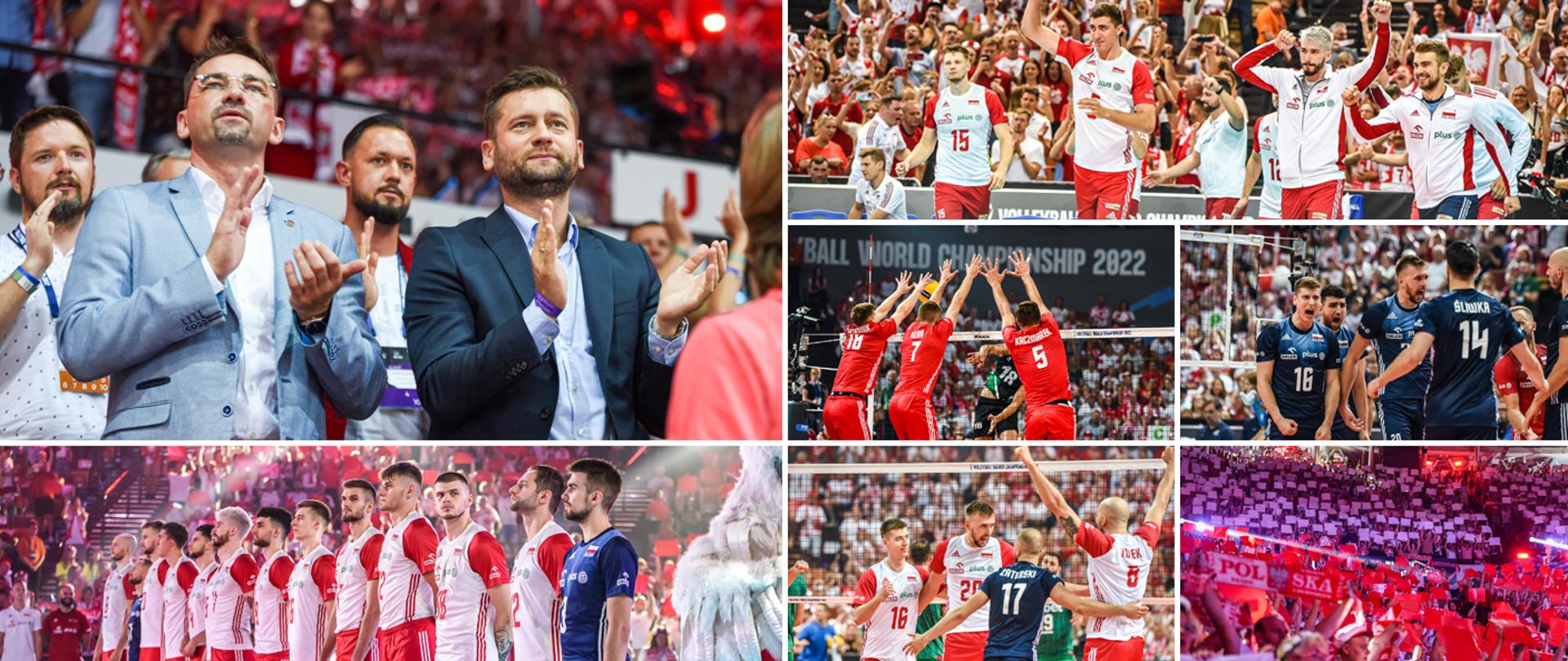 Biało-czerwoni z kompletem zwycięstw w pierwszej fazie MŚ siatkarzy rozgrywanych w Polsce i na Słowenii - kolaż zdjęć