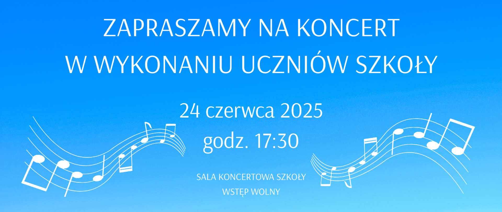 informacja o koncercie na błękitnym tle