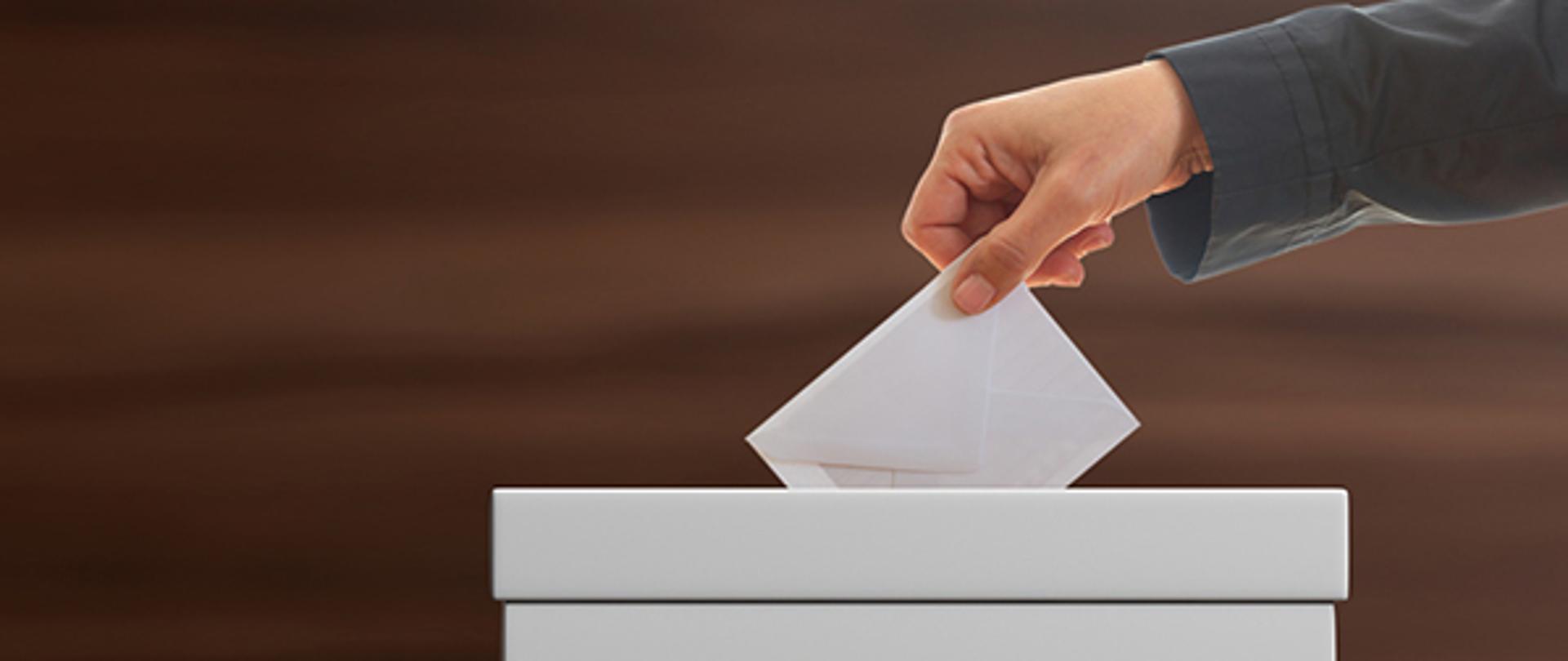 głosujący przy urnie wyborczej