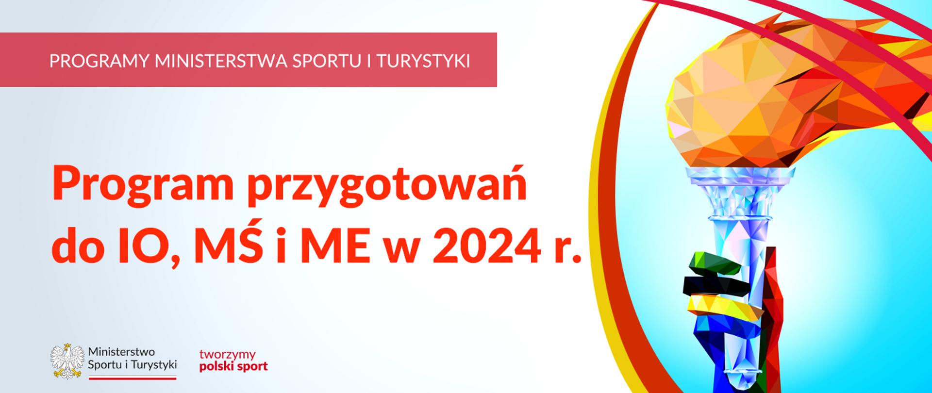 Grafika przedstawiająca znicz olimpijski. Napis program przygotowań do igrzysk olimpijskich, mistrzostw świata i Europy