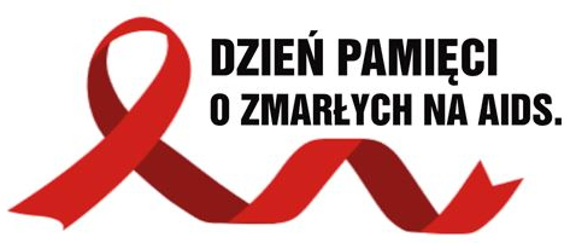 PLANSZA INFORMUJĄCA O DNIU PAMIĘCI O ZMARŁYCH NA AIDS