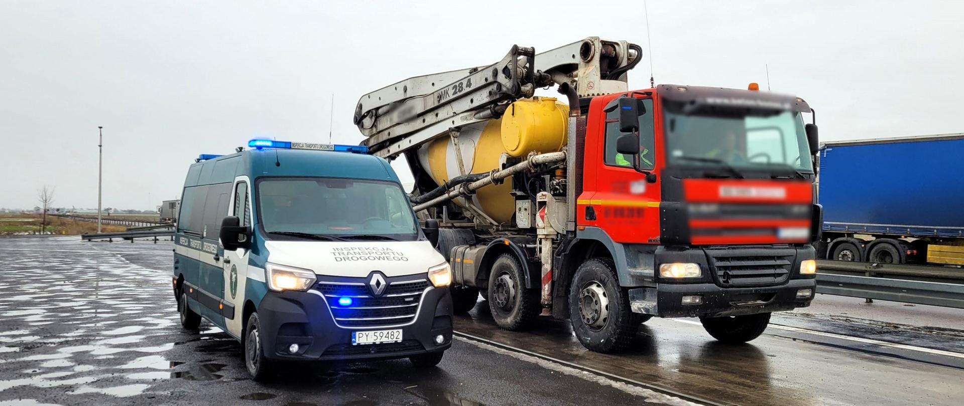Betoniarka z przekroczonymi normami masowymi została zatrzymana przez inspektorów z Leszna