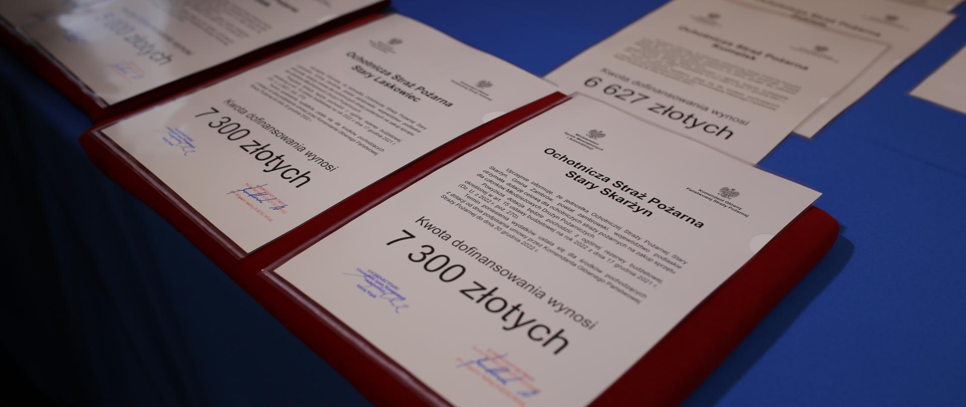 Uroczyste przekazanie promes dla ochotniczych straży pożarnych.