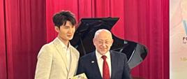 Chopin Society Singapore - Ambassador T. Chomicki with Zhang Shengliang Niu Niu after the concert.