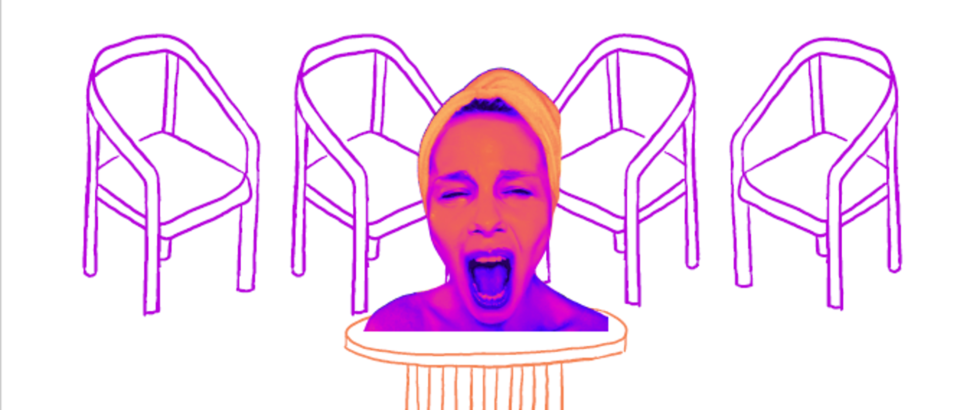 Plakat na białym tle z glową śpiewaczki. 9.02.2024, godz. 18:45, Sąsiedzkie Centrum Inicjatyw Lokalnych, ul. 23 lutego 8, Poznań