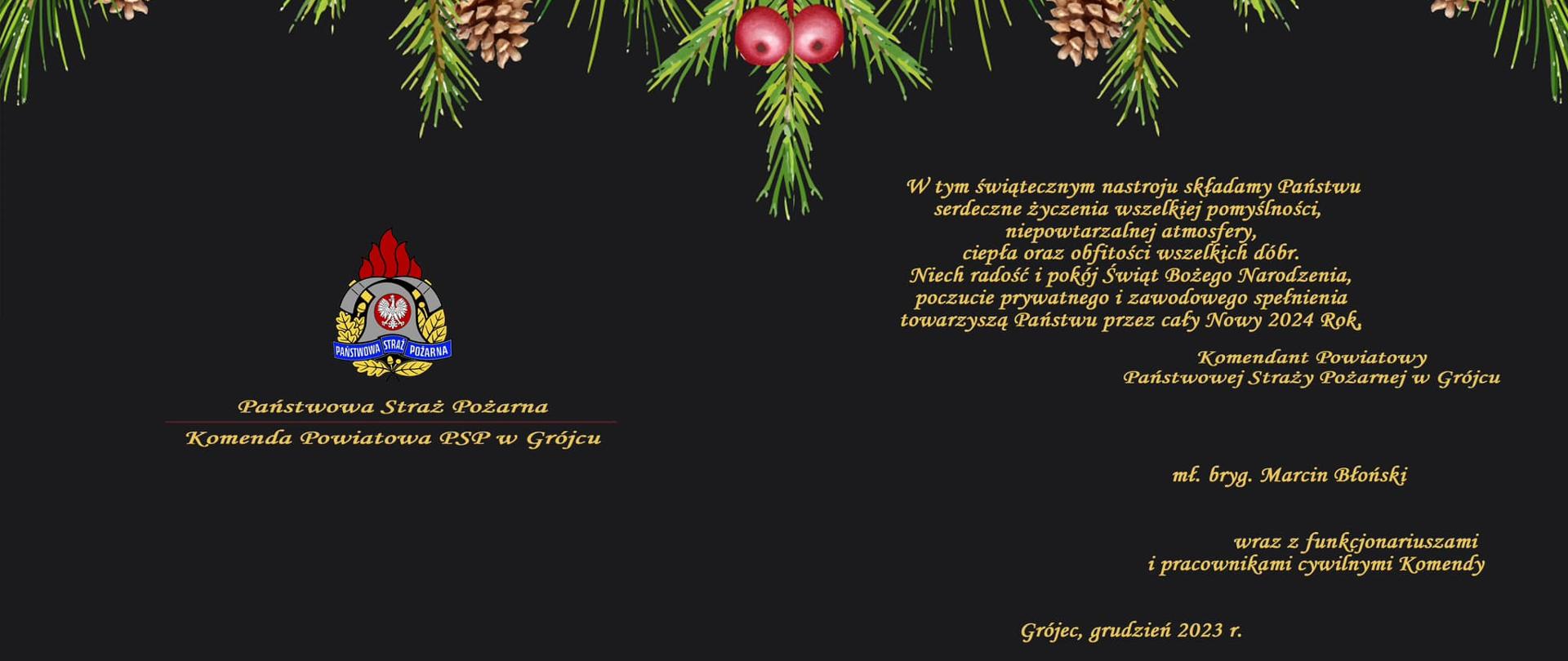 Życzenia od Komendanta Powiatowego PSP w Grójcu mł. bryg. Marcina Błońskiego
