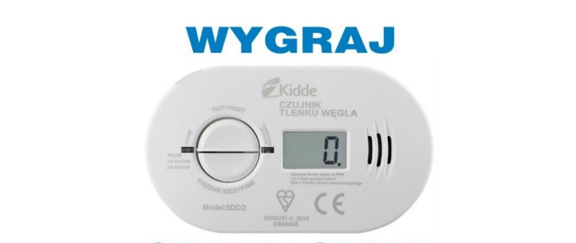 Na zdjęciu czujka z napisem wygraj czujkę czadu. Zdjęcie na potrzeby konkursu