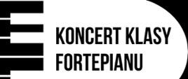 Na czarnym tle plakatu grafika klawiszy fortepianu oraz czarne napisy informujące o koncercie.