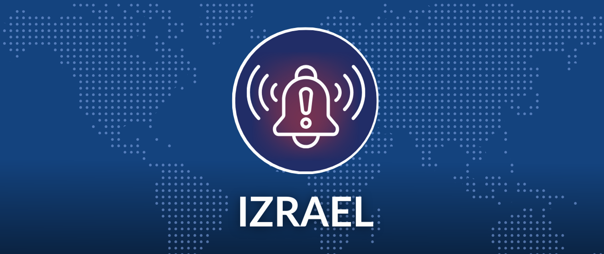 grafika dzwonka oznaczającego powiadomienie na niebieskim tle i obramowaniem kontynentów (globu)