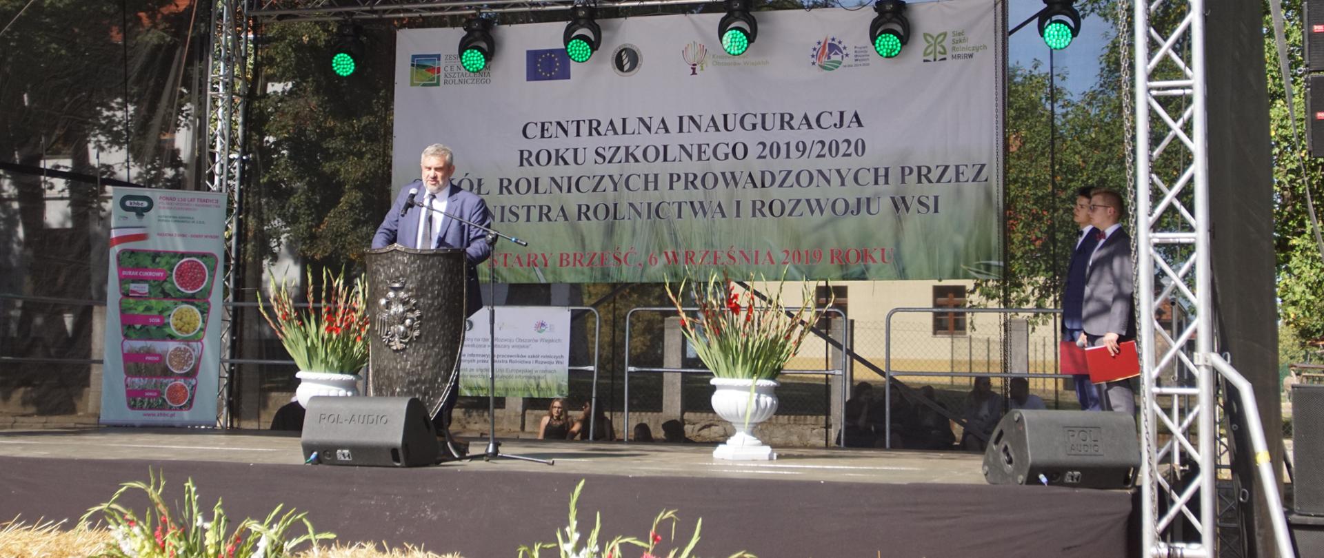 Min. J. K. Ardanowski podczas wystąpienia na inauguracji roku szkolnego