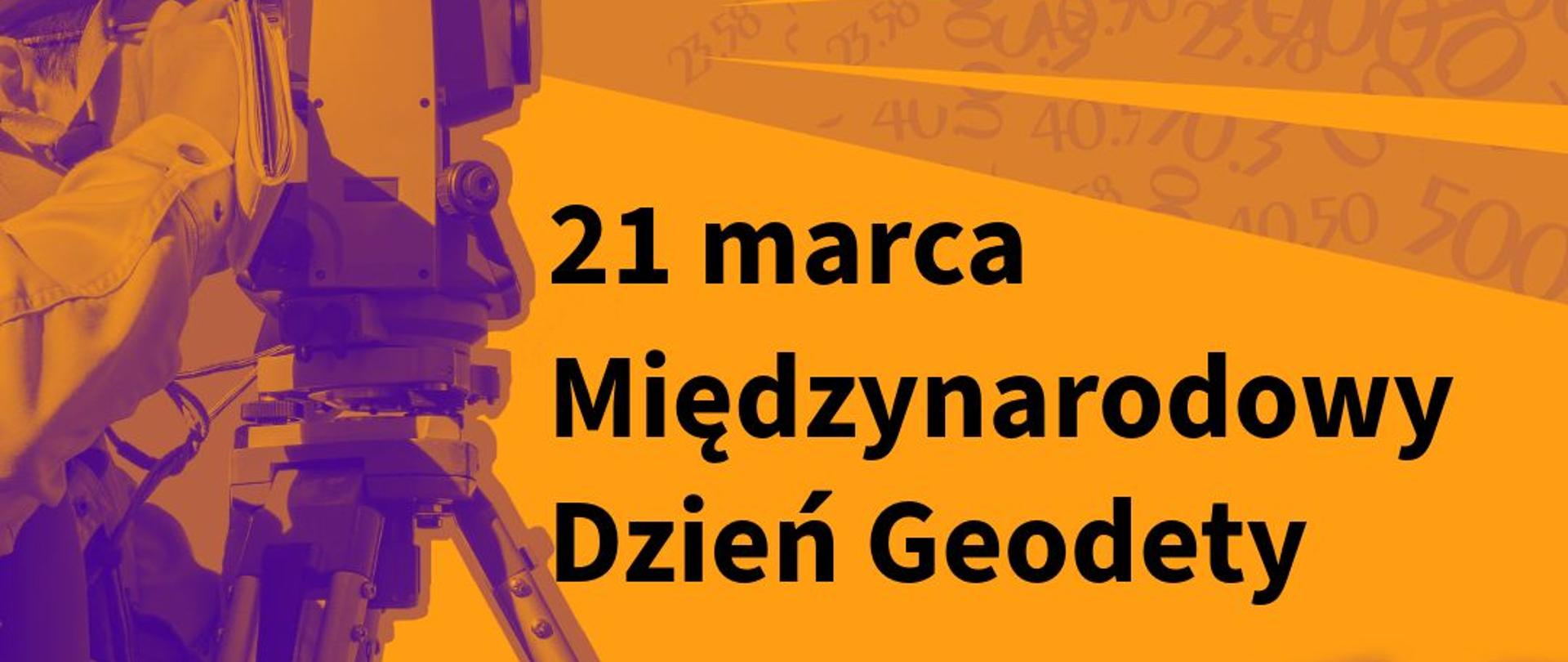 Grafika z napisem "Międzynarodowy Dzień Geodety" i logotypem Służby Cywilnej.
