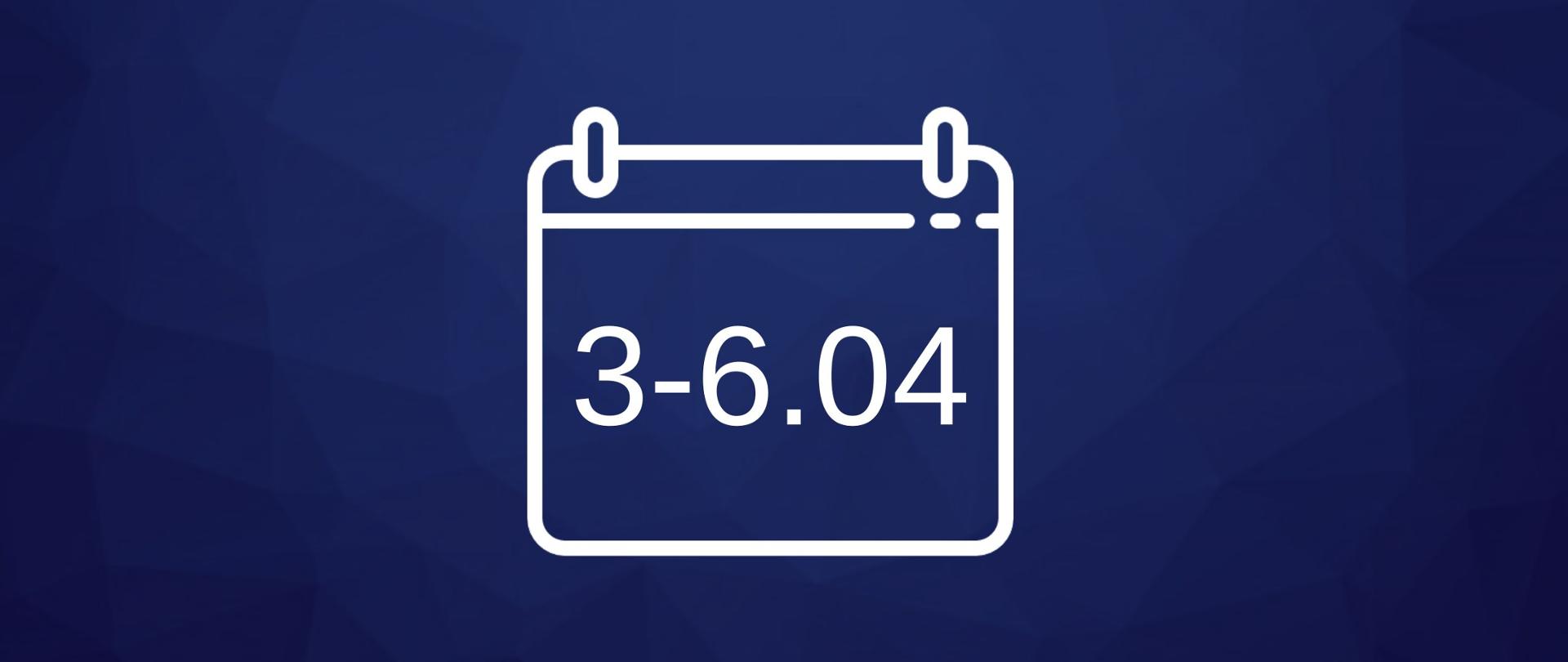 A imagem mostra um calendário com as datas de 3 a 6 de abril.