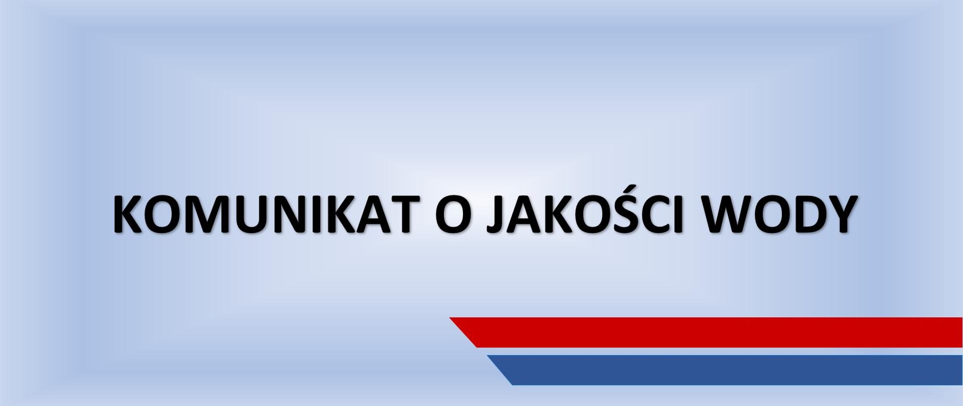 Komunikat o jakości wody