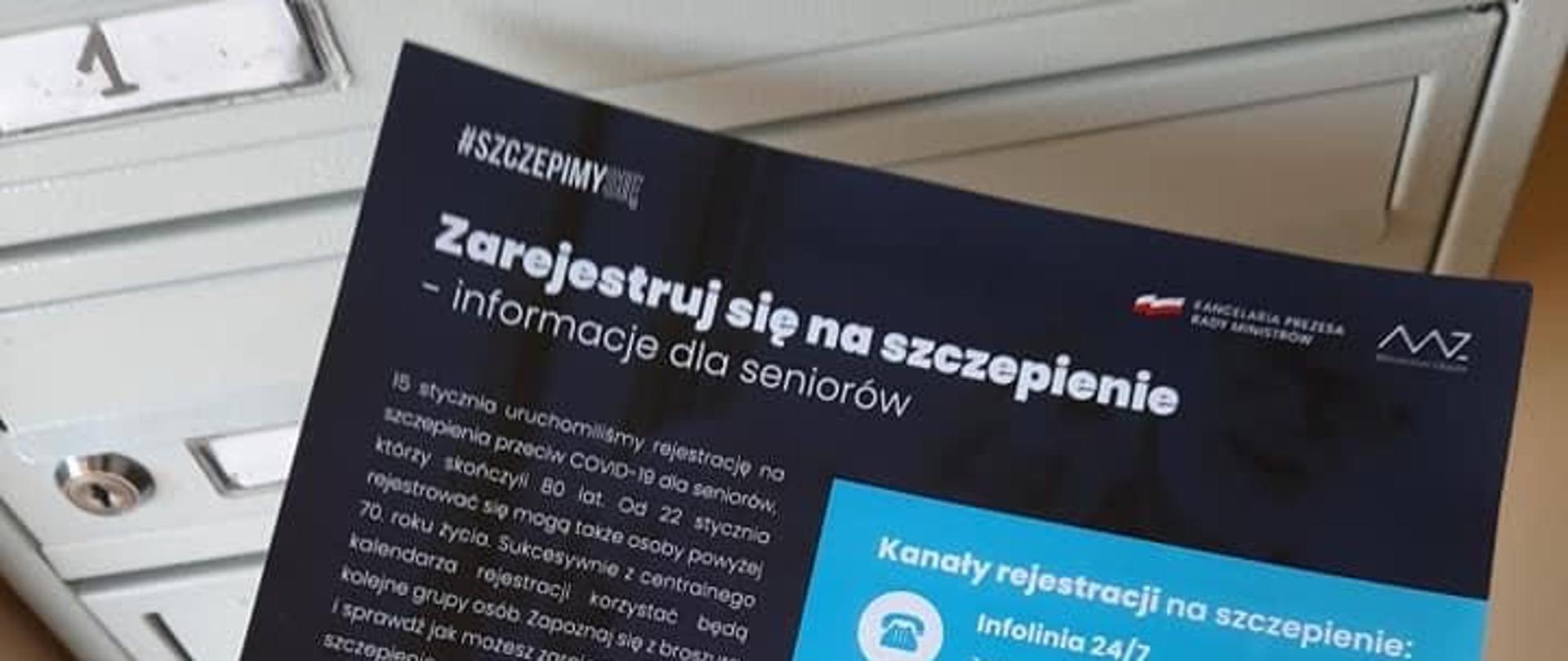 Ulotka z informacją zarejestruj się na szczepienie