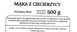 Witpak Mąka z ciecierzycy chickpeas flour, 500g - etykieta z tyłu skład