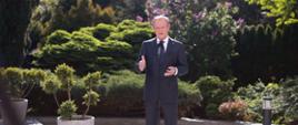 Premier Donald Tusk podczas oświadczenia.
