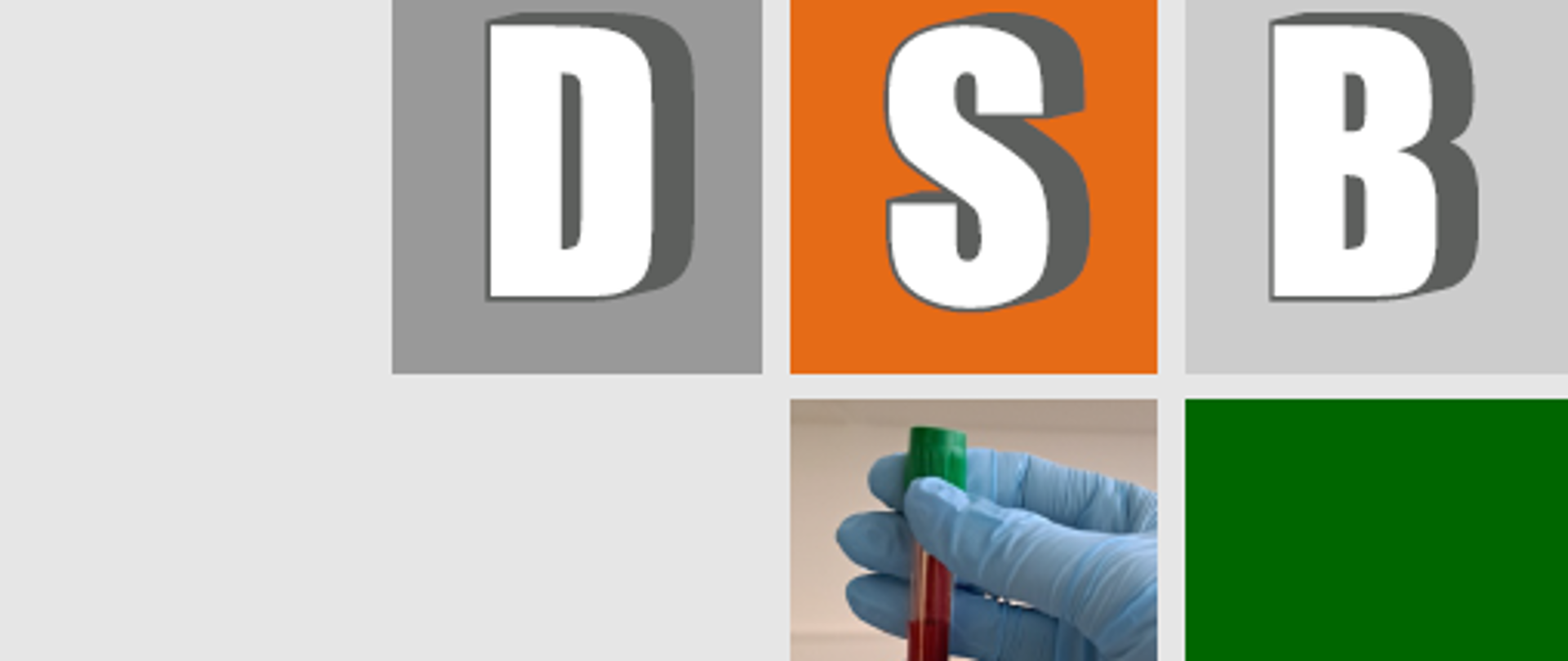 Napis D S B i ręka trzymająca fiolkę