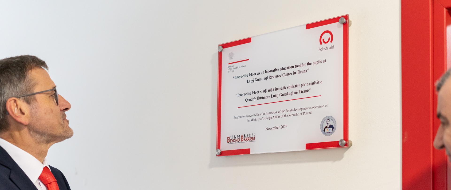 Chargé d’Affaires of the Republic of Poland Mr. Wojciech Unolt during hand over the equipment to school’s principal.