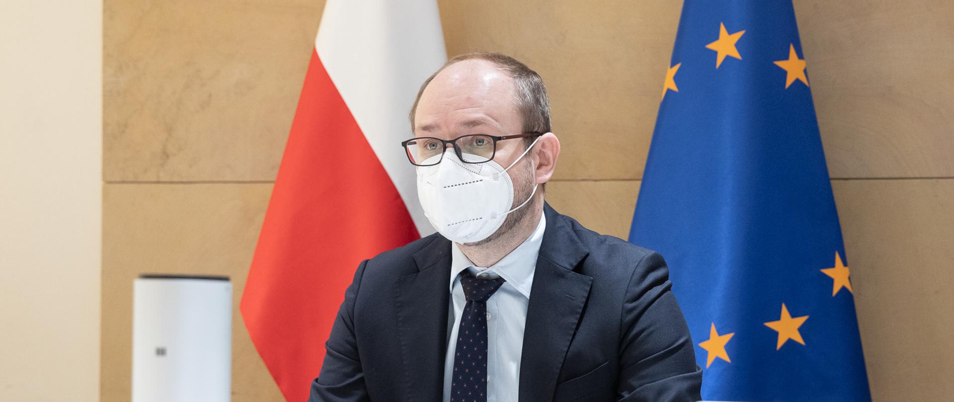 2021.03.15 Warszawa . Minister Marcin Przydacz . Seminarium Srodziemnomorskie OBWE online .Fot. Tymon Markowski / MSZ