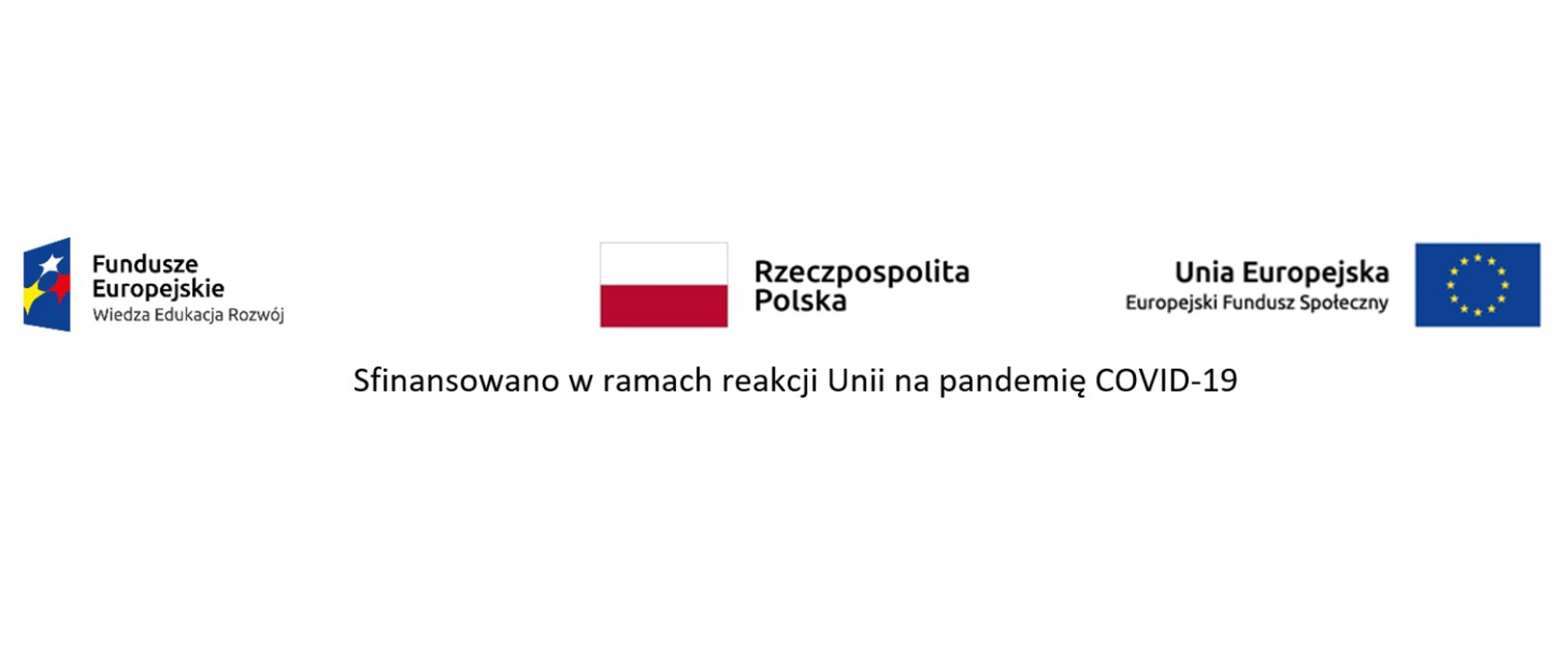 Logotypy: Fundusze Wiedza Edukacja Rozwój, Rzeczpospolita Polska, Unia Europejska Europejski Fundusz Rozwoju Regionalnego. Sfinansowano w ramach reakcji Unii na pandemię COVID-19