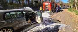 Pożar samochodu osobowego poniżej ronda w "Kużnicach"