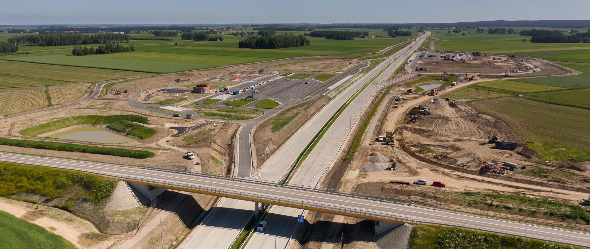 Widok z powietrza Miejsca Obsługi Podróżnych na budowie S61 Śniadowo - Łomża 