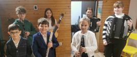 uczniowie z instrumentami