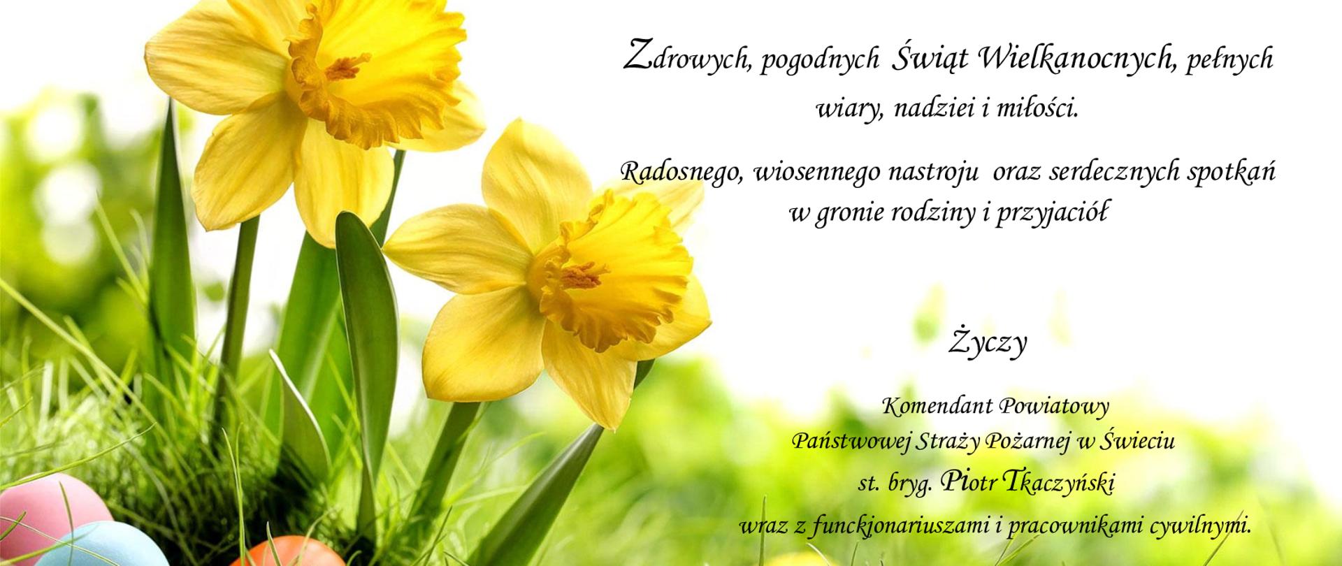 Na zdjęciu życzenia wielkanocne od Komendanta Powiatowego Państwowej Straży Pożarnej