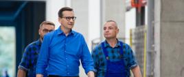 Premier Mateusz Morawiecki podczas spotkania z pracownikami Zakładów Chemicznych "Siarkopol" w Tarnobrzegu.