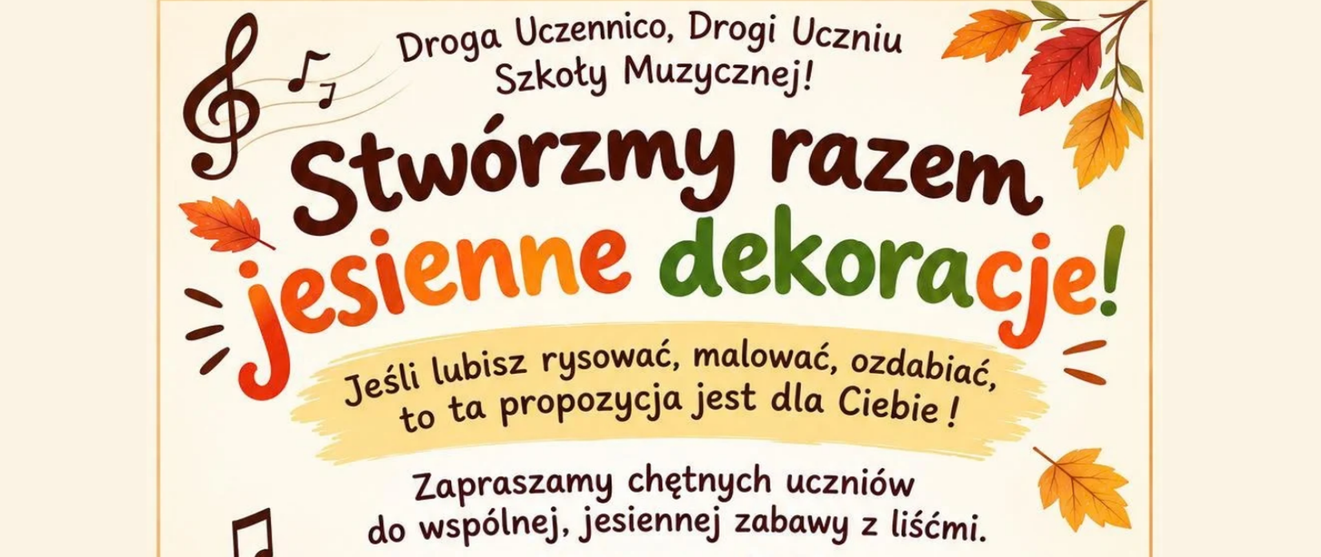 baner na jasnym tle, na środku kolorowe opisy