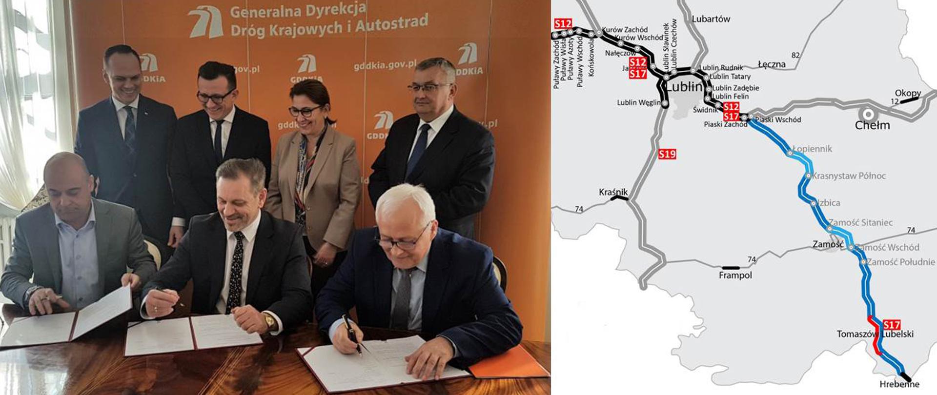 Podpisanie umowy na dokumentację dla części odcinka S17 Piaski - Hrebenne