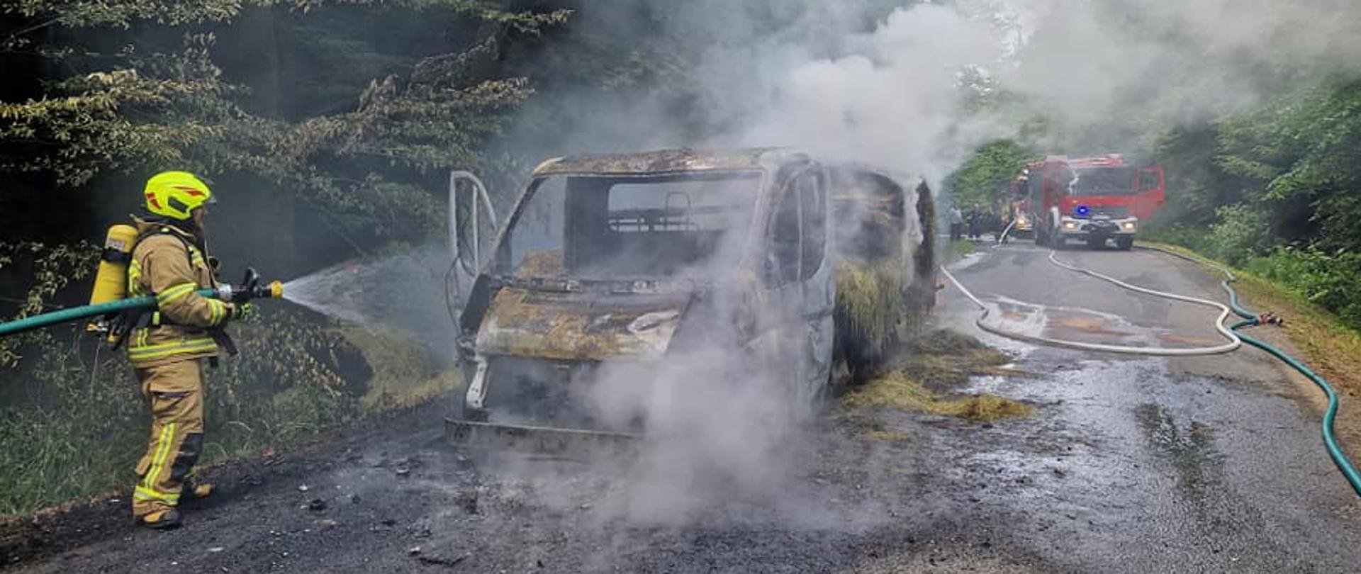 Pożar samochodu dostawczego