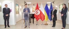 Wystąpienie chargé d’affaires a.i. ambasady RP, ambasadora Ukrainy oraz ambasadora UE podczas otwarcia wystawy