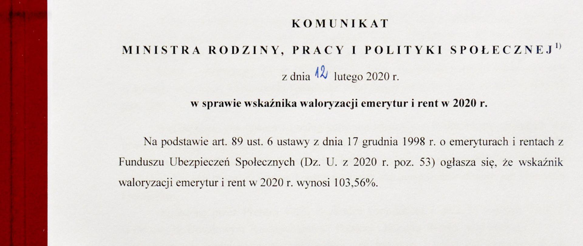 zdjęcie podpisanego aktu waloryzacji emerytur i rent