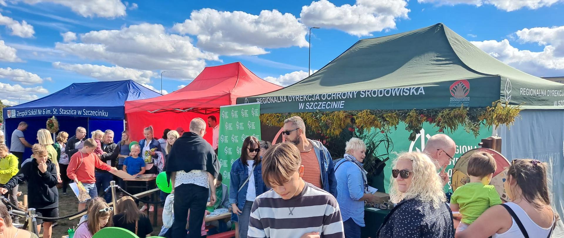 Widok ludzi przy ekspozycjach wydażenia - Dary Lasu